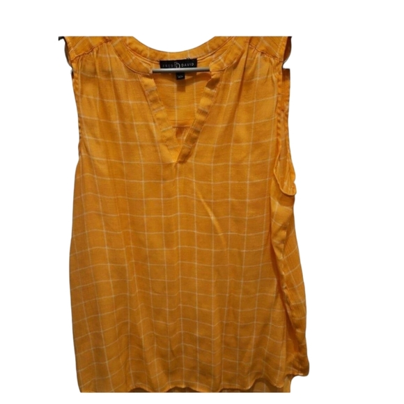 Fred David Tops - Fred David Sleeveless orange and white striped shirt women's  size L